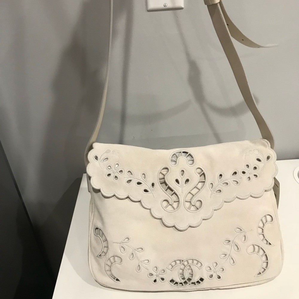 NWT Chanel velvet suede embroidered messenger bag